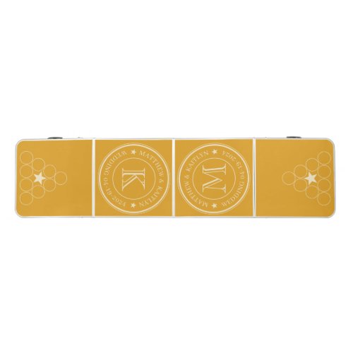 Mid-Century Burnt Buttercup Wedding Monogram Star Beer Pong Table