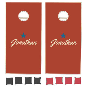 Mid-Century Burnt Sienna Vintage BL Star Signature Cornhole Set