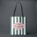 Mid Century Cabana Stripes Bachelorette/Bridesmaid Tote Bag<br><div class="desc">Vintage-inspired cabana stripes and fonts set the tone for your midcentury modern summer or tropical event. These are perfect for a poolside, beach or summer party. Shop the entire collection in my zazzle shop. Customize or edit further clicking the "customize further" link and use the design tool to modify this...</div>