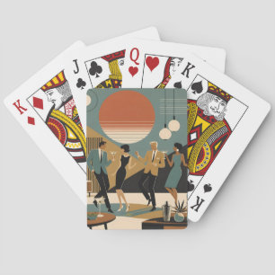 Mid Century California Vibes Martini Dance Party Poker Cards