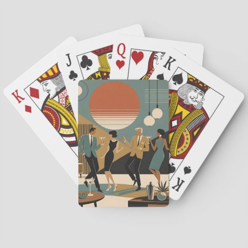 Mid Century California Vibes Martini Dance Party Poker Cards