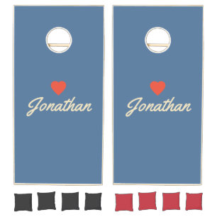 Mid-Century Capri Blue Vintage RD Heart Signature Cornhole Set