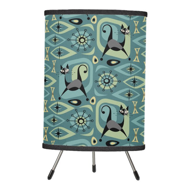 Mid Century Cat Abstract Tripod Lamp (Front)