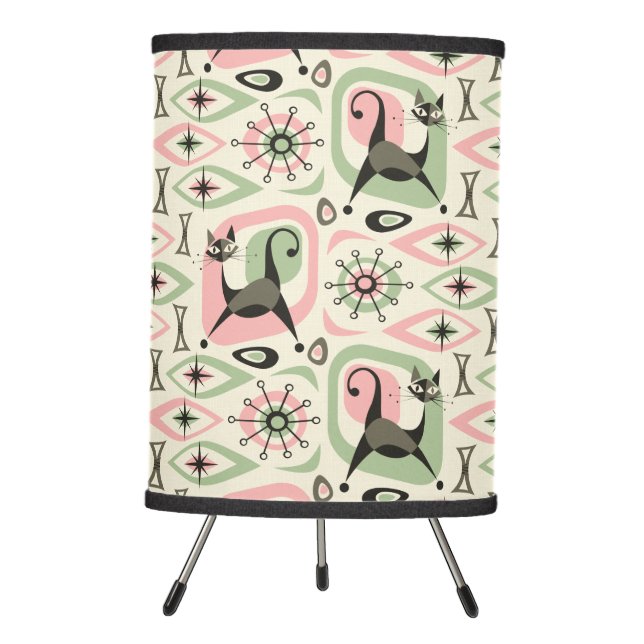 Mid Century Cat Abstract Tripod Lamp (Front)