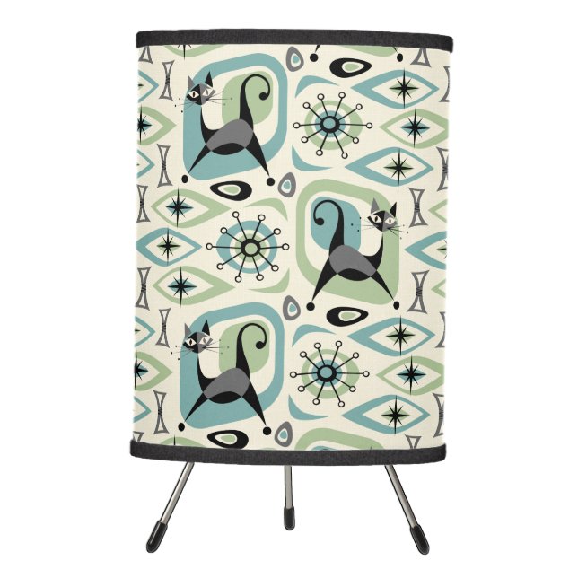Mid Century Cat Abstract Tripod Lamp (Front)