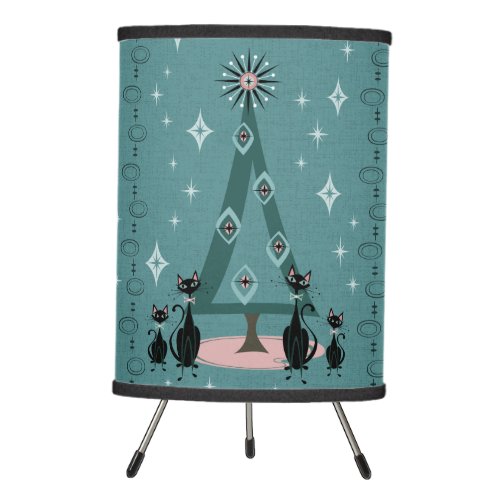 Mid Century Cat Family Holiday LG Scale Tripod Lamp