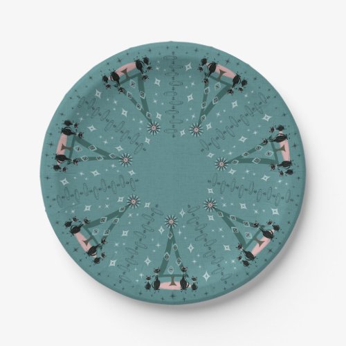 Mid Century Cat Family Holiday Paper Plates