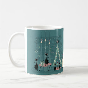 Mid Century Cat Family Holiday ©studioxtine Coffee Mug