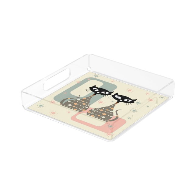 Mid Century Cat Mid-Century Modern Acrylic Tray (Angled)