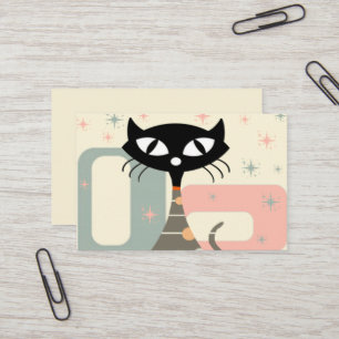 Mid Century Cat Mid-Century Modern Business Card