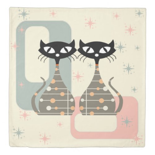 Mid Century Cat Mid_Century Modern Duvet Cover