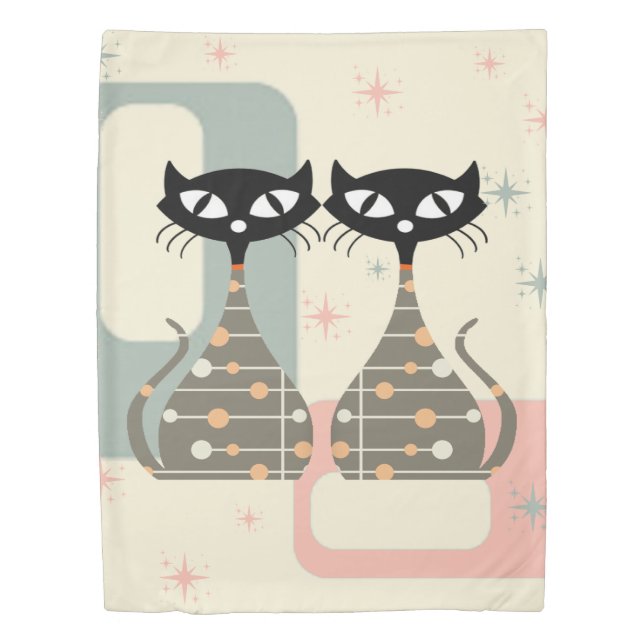 Mid Century Cat Mid-Century Modern Duvet Cover (Front)