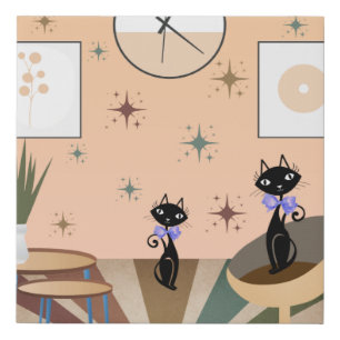 Mid Century Cat Mid-Century Modern Faux Canvas Print