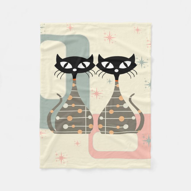 Mid Century Cat Mid-Century Modern Fleece Blanket (Front)