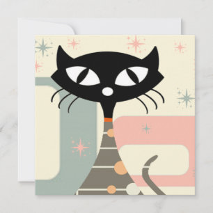 Mid Century Cat Mid-Century Modern Holiday Card