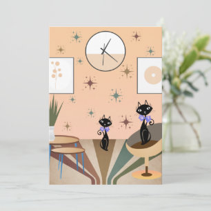 Mid Century Cat Mid-Century Modern Holiday Card