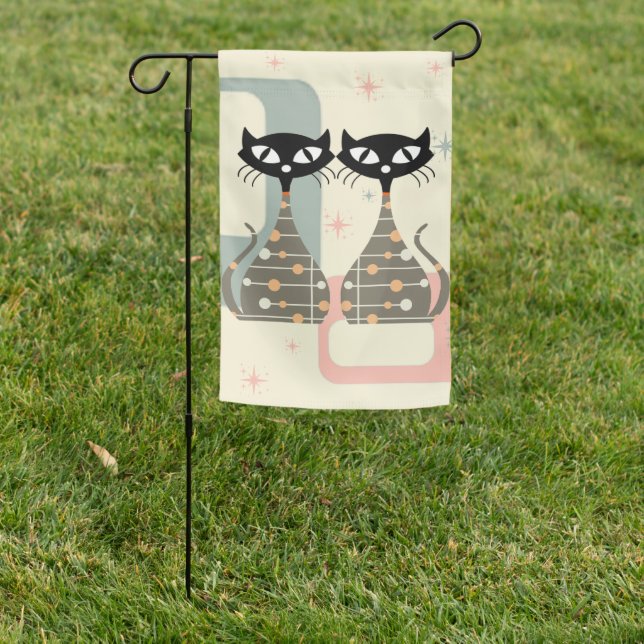Mid Century Cat Mid-Century Modern House Flag (In SItu)