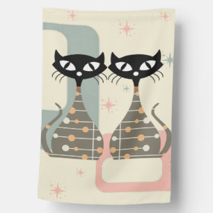 Mid Century Cat Mid-Century Modern House Flag