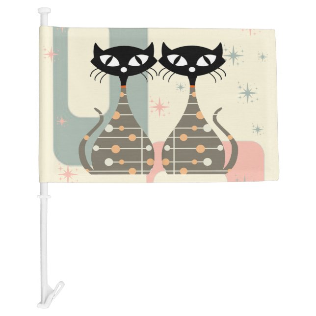 Mid Century Cat Mid-Century Modern House Flag (Front)