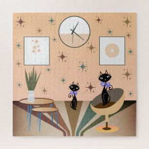 Mid Century Cat Mid-Century Modern Jigsaw Puzzle