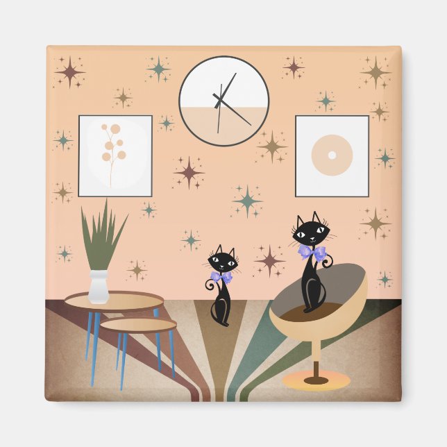 Mid Century Cat Mid-Century Modern Magnet (Front)