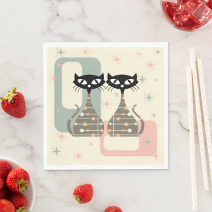 Mid Century Cat Mid-Century Modern Napkins