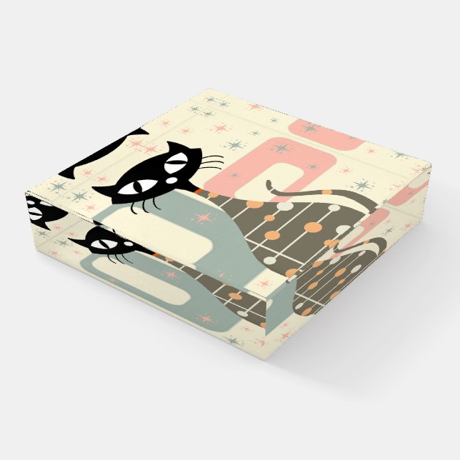 Mid Century Cat Mid-Century Modern Paperweight (Angled)