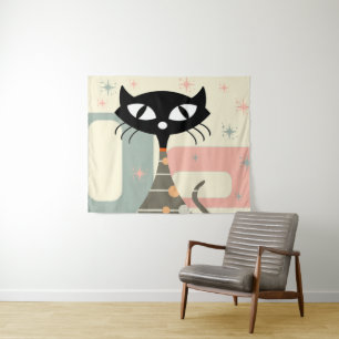 Mid Century Cat Mid-Century Modern Tapestry