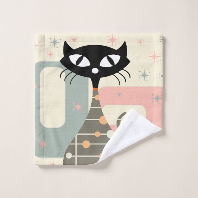 Mid Century Cat Mid-Century Modern Wash Cloth (Wash Cloth)