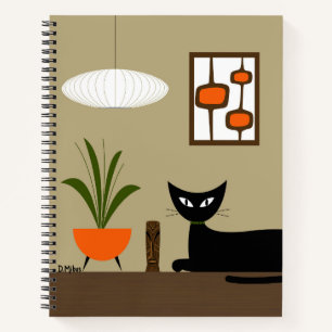 Mid Century Cat with Mod Pods Notebook