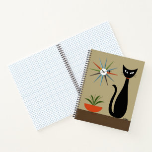 Mid Century Cat with Starburst Clock Notebook