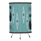 Mid Century Cats and Clocks Large Scale on Blue Tripod Lamp (Back)