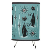 Mid Century Cats and Clocks Large Scale on Blue Tripod Lamp (Right)