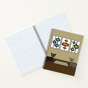 Mid Century Cats Play Scrabble Notebook