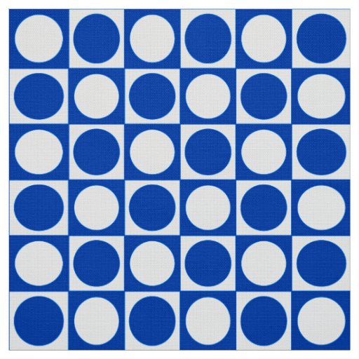 Mid-Century Checkerboard - cobalt and white Fabric