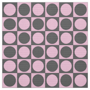Mid-Century Checkerboard - grey and pink Fabric