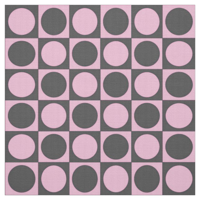 Mid-Century Checkerboard - grey and pink Fabric (Swatch)