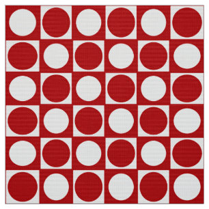 Mid-Century Checkerboard - red and white Fabric