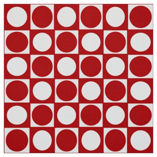 Mid-Century Checkerboard - red and white Fabric