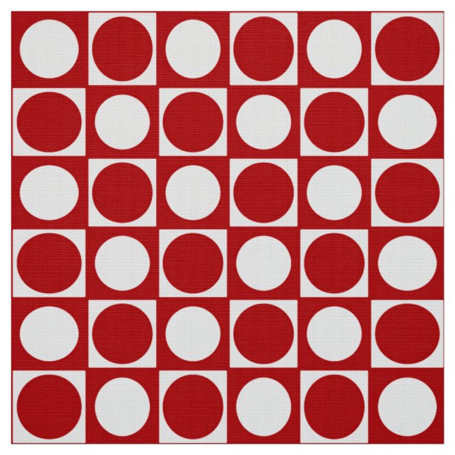 Mid-Century Checkerboard - red and white Fabric (Swatch)