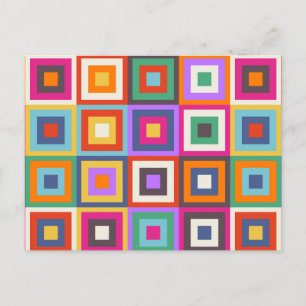 Mid Century Checkered Matisse Inspired Design Postcard