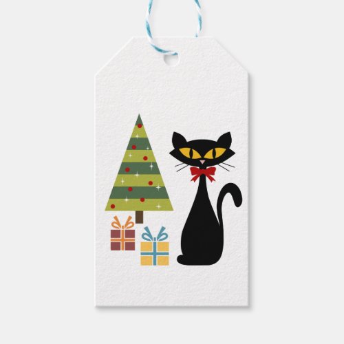 Mid Century Christmas cat Gift Tag