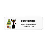 Mid Century Christmas cat Return Address Label