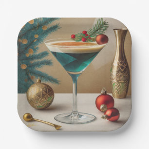 Mid Century Christmas Cocktail Party Happy Hour Paper Plates