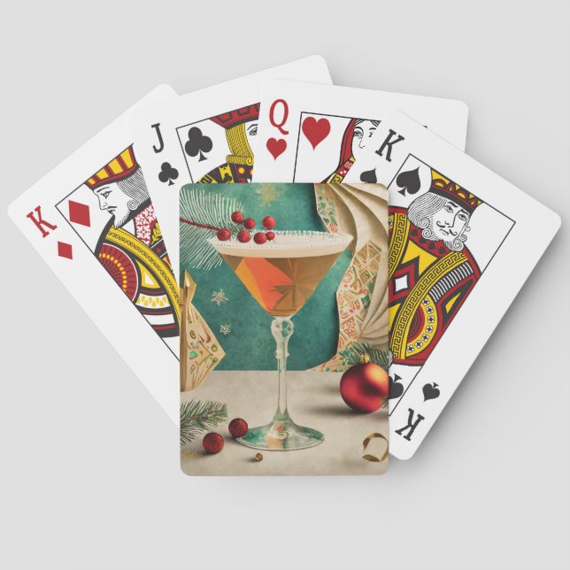 Mid Century Christmas Cocktail Party Happy Hour Poker Cards (Back)