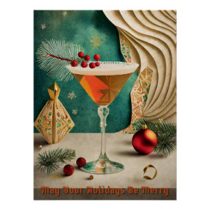 Mid Century Christmas Cocktail Party Happy Hour Poster