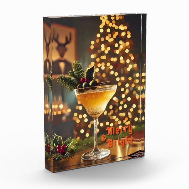 Mid Century Christmas Merry & Bright Cocktail  Photo Block (Left)