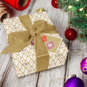 Mid-Century Christmas Snowflake Ornament Wrapping Paper Sheets