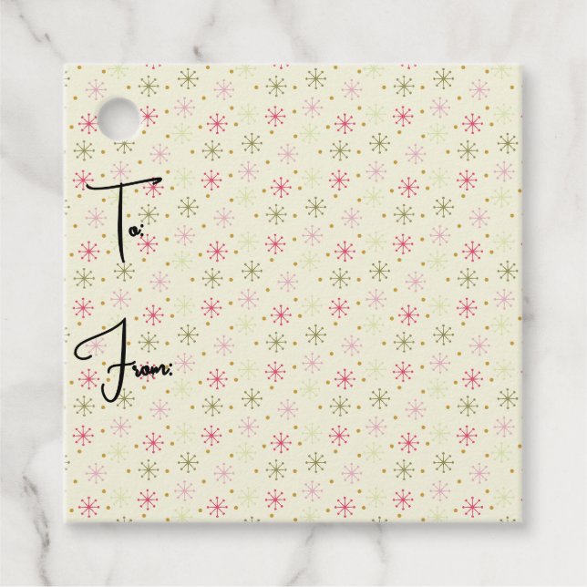 Mid-Century Christmas starburst gift tag  (Front)