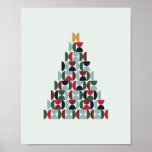 Mid Century Christmas Tree Poster<br><div class="desc">This design features a modern Christmas tree – mid century modern style.
Abstract shapes in festive colors – red,  green and mint.</div>